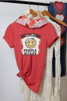 Recovering People Pleaser Shirt | Funny Mental Health Graphic Tee | Vintage Smiley Face Shirt | Boundaries Era T-Shirt for Women