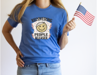 Recovering People Pleaser Shirt | Funny Mental Health Graphic Tee | Vintage Smiley Face Shirt | Boundaries Era T-Shirt for Women